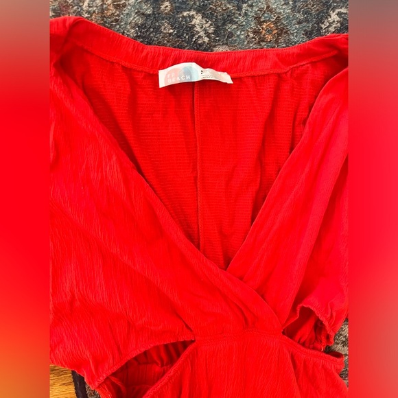 Free People Beach Stasia Mini Vibrant Red Rouge Dress Small chic cutout - Picture 4 of 7